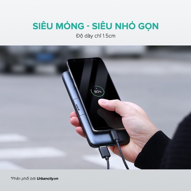 Sạc Dự Phòng Aukey PB-WL02 10.000mAh, Power Delivery 18W, QC 3.0, Không Dây Qi 10W, Tích Hợp Giá Đỡ - Hàng Chính Hãng