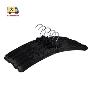 Bộ 5 móc treo quần áo đám cưới bằng satin cỡ lớn 17 inch màu đen