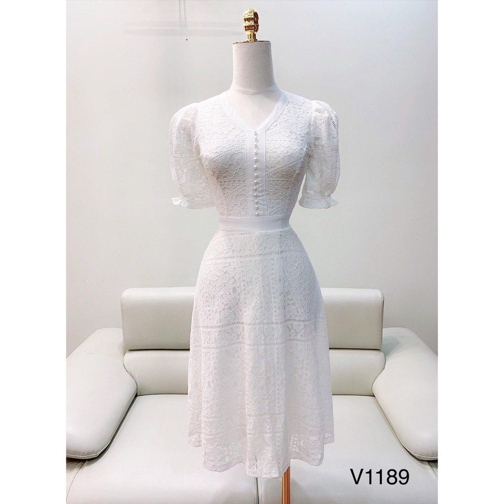 [ xả kho ] MiD Váy ren trắng xoè V1189 Mie Design kèm ảnh thật