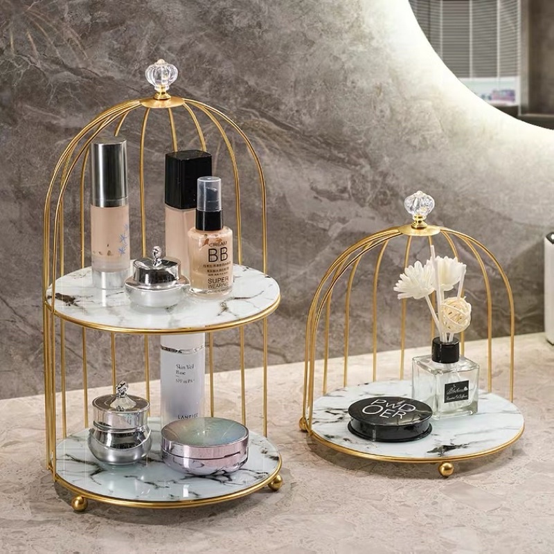 Kệ đựng mỹ phẩm lồng chim một tầng hai tầng SG.DECOR trang trí nhà  đựng nước hoa kệ bánh ngọt  đồ decor bàn trang điểm