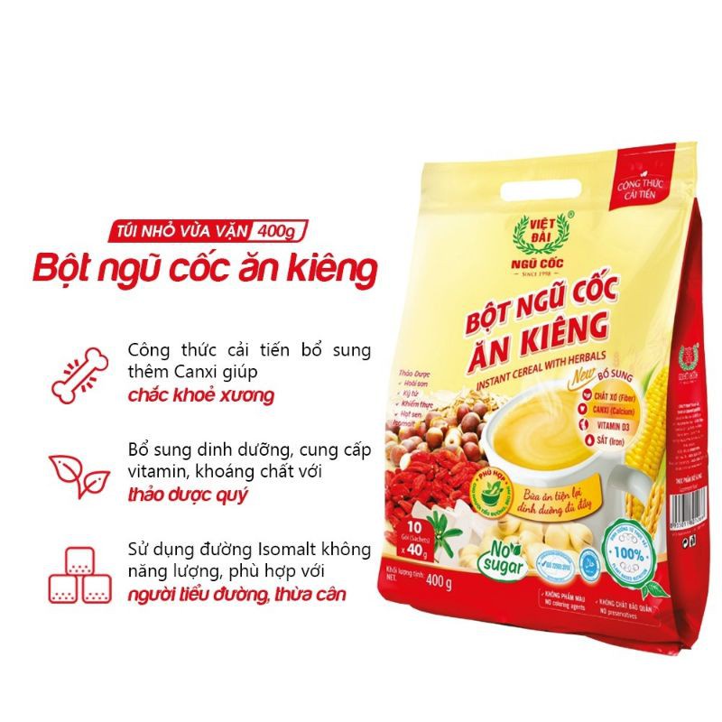 Bột ngũ cốc ăn kiêng Việt Đài bịch 400g (10 gói)