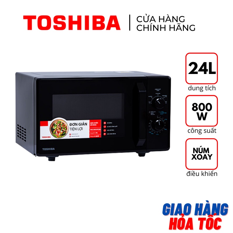 Lò vi sóng Toshiba MW2-MM24PC(BK) dung tích 24L điều khiển núm vặn made in Thailand - Bảo hành hãng 12 tháng