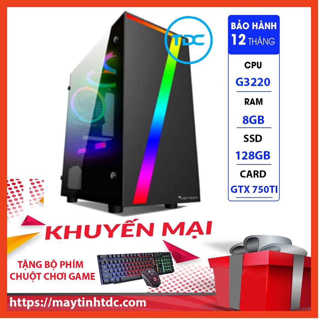 MAX PC GAMING X7 CPU G3220 Ram 8GB SSD 128GB GTX 750TI Chơi PUBG,LOL,CF,Fifa4,Đế chế Tặng Bàn Phím Chuột Game