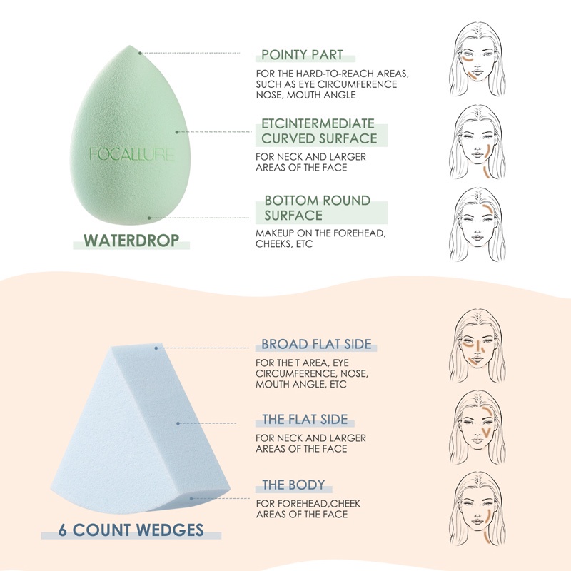 FOCALLURE Mút tán trang điểm đa chức năng không mùi cao su mút tán mềm mịn 20g