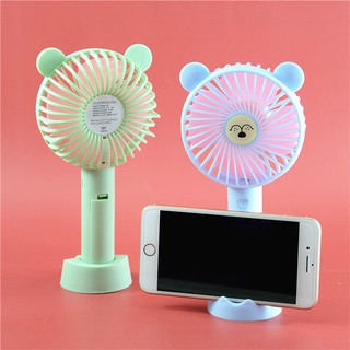 Quạt Mini Cầm Tay Tai Gấu Tích Điện 3 Chế Độ Gió Có Chân Đế Kẹp Điện Thoại Để Bàn Tiện Dụng 88110 SIÊU THỊ GIA ĐÌNH VP88
