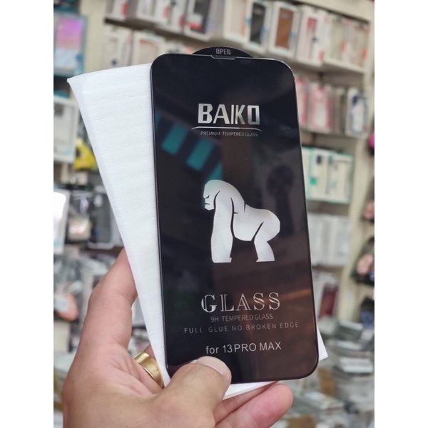 Kính Cường Lực Full Màn Hình BAIKO Có Chống Bụi Màng Loa Đủ Mã Iphone Từ X Đến 13 Pro Max Chống Bám Vân Tay