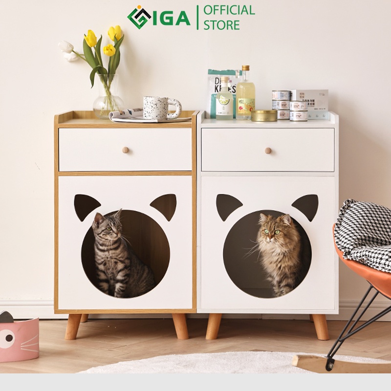 Nhà cho mèo ngủ kết hợp tủ đựng đồ tiện dụng chính hãng IGA - GP195