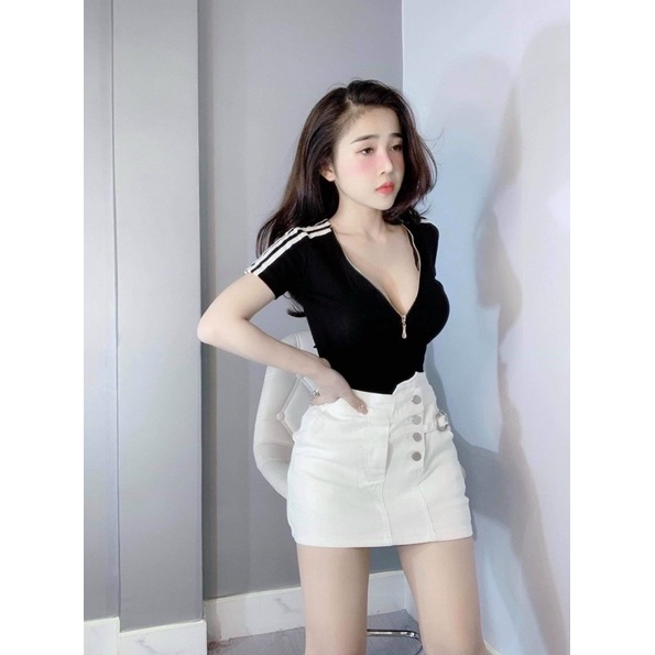 Áo thun nữ khoá kéo chất vải thun thái mềm mại, thoáng mát