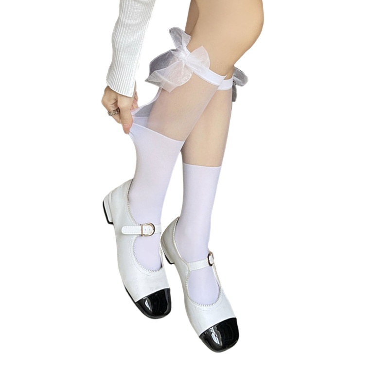 Vớ Lưới Mỏng Cao Qua Gối Phối Nơ Họa Tiết Kẻ Sọc Dễ Thương Phong Cách Harajuku Nhật Bản Mùa Hè Cho Nữ