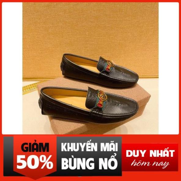 XẢ Giày lười nam da thật thương hiệu Gucci GG/GC cao cấp thiết kế lịch lãm