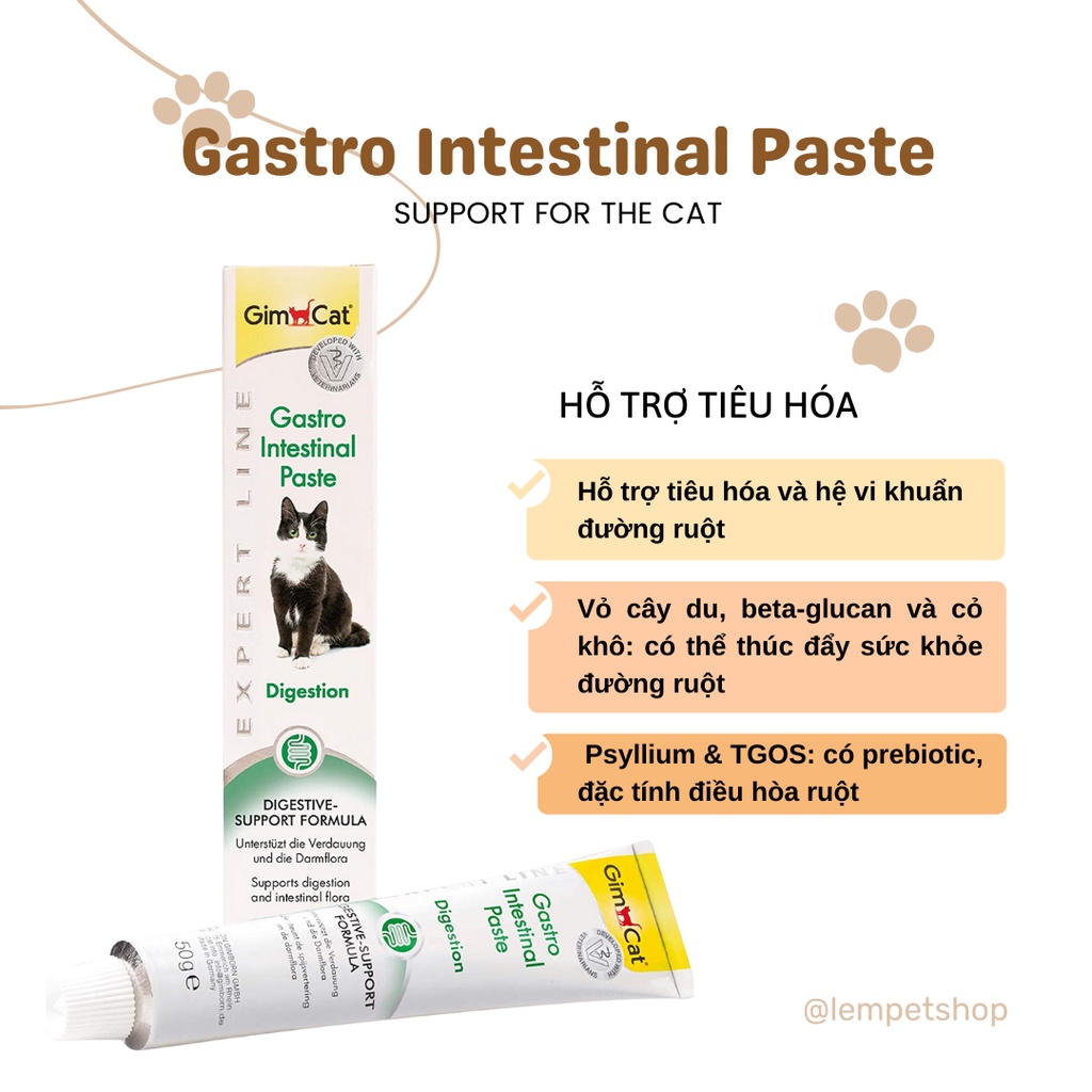 Gel Gimcat Gastro- Intestinal Paste - Gel dinh dưỡng cho mèo - Tuýp 50g