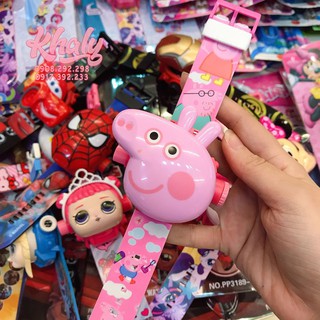 Đồng hồ điện tử đeo tay chiếu ảnh hình heo Peppa Pig nổi 3D cho trẻ em bé gái màu hồng siêu xinh - 48NPP3189
