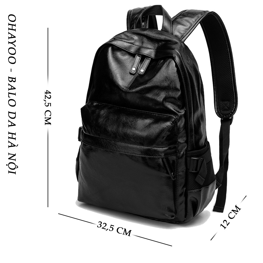 Balo da nam nữ Ohayoo phong cách Hàn Quốc Ulzzang đi học đi chơi, cặp da nam nữ chống nước đựng laptop