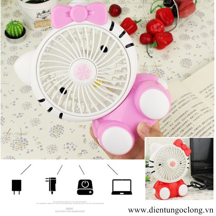 Quạt Mini Để Bàn Kitty Pin Sạc SQ-1881