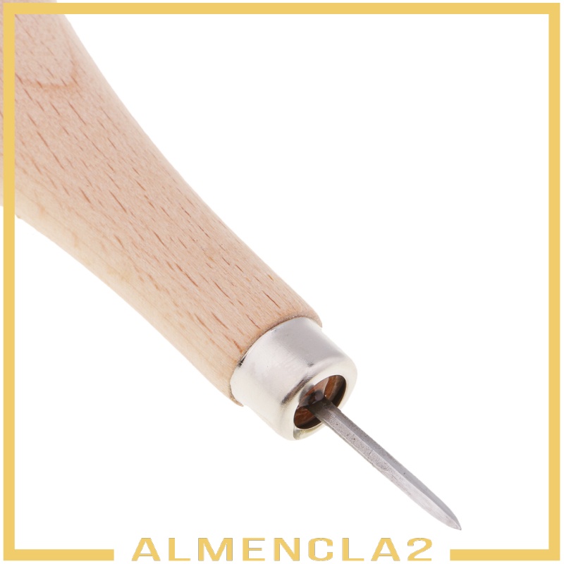 [ALMENCLA2] 1 Piece Wooden Handle Leather Stitcher Sewing Awl for Leather Crafts 5-6mm