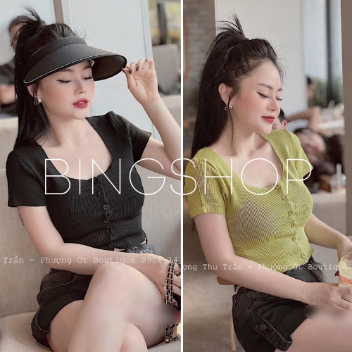 Áo len cardigan nữ ullzzang ngắn tay dáng croptop form ôm Bingshop