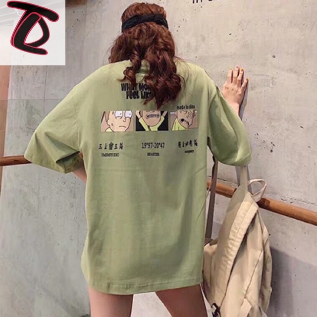 Áo thun tay lỡ xanh mint in chữ unisex size m,l 45kg - 70kg DTL