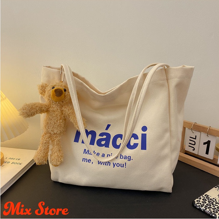 Túi vải nữ, túi đeo vai nữ macci cao cấp giá rẻ phong cách Nhật Bản, Hàn Quốc, túi tote MixStore