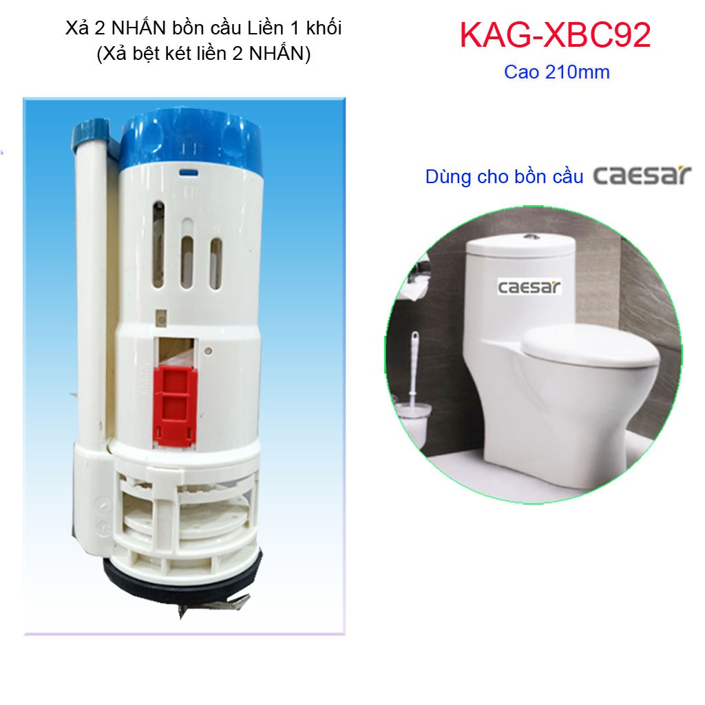 Cụm xả 2 nhấn cầu liền khối, xả bệt két liền 2 nhấn, xả thông minh cầu khối KAG-XBC92