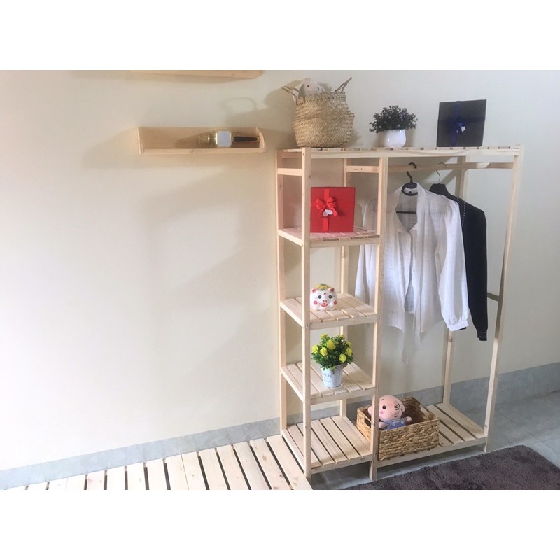 Kệ Treo Quần Áo Khung Gỗ Thông 2 Ngăn ( GIÁ CỰC SỐC) | BigBuy360 - bigbuy360.vn