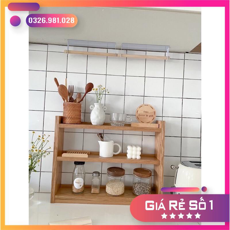 kệ để đồ dùng gia vị phòng bếp, kệ gỗ 03 tầng để đồ dùng [Ảnh Thật Tự Chụp] | BigBuy360 - bigbuy360.vn