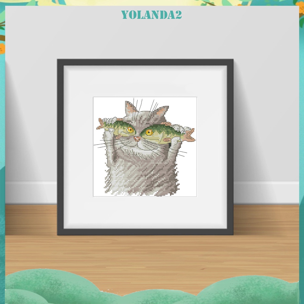 Tranh thêu 14CT hình đôi mắt cá