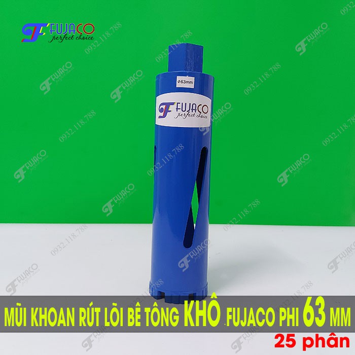 Mũi khoan rút lõi bê tông KHÔ phi 63 mm dài 25 phân - FUJACO