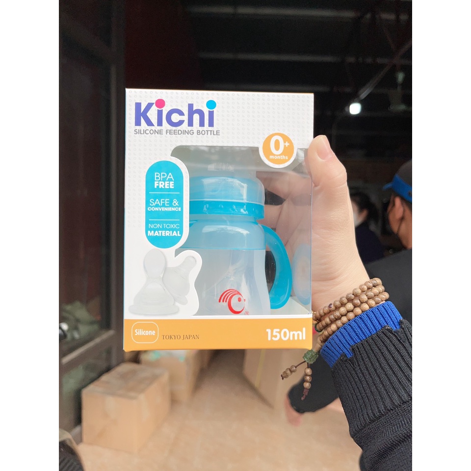 Bình sữa silicon Kichi 2in1 150ml cho bé