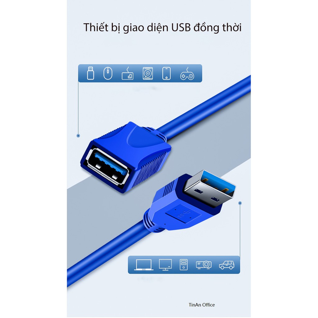 Dây nối dài USB 3.0, dài từ 2-3m . Lõi đồng dẫn điện tốt, có lớp bọc bảo vệ chống nhiễu