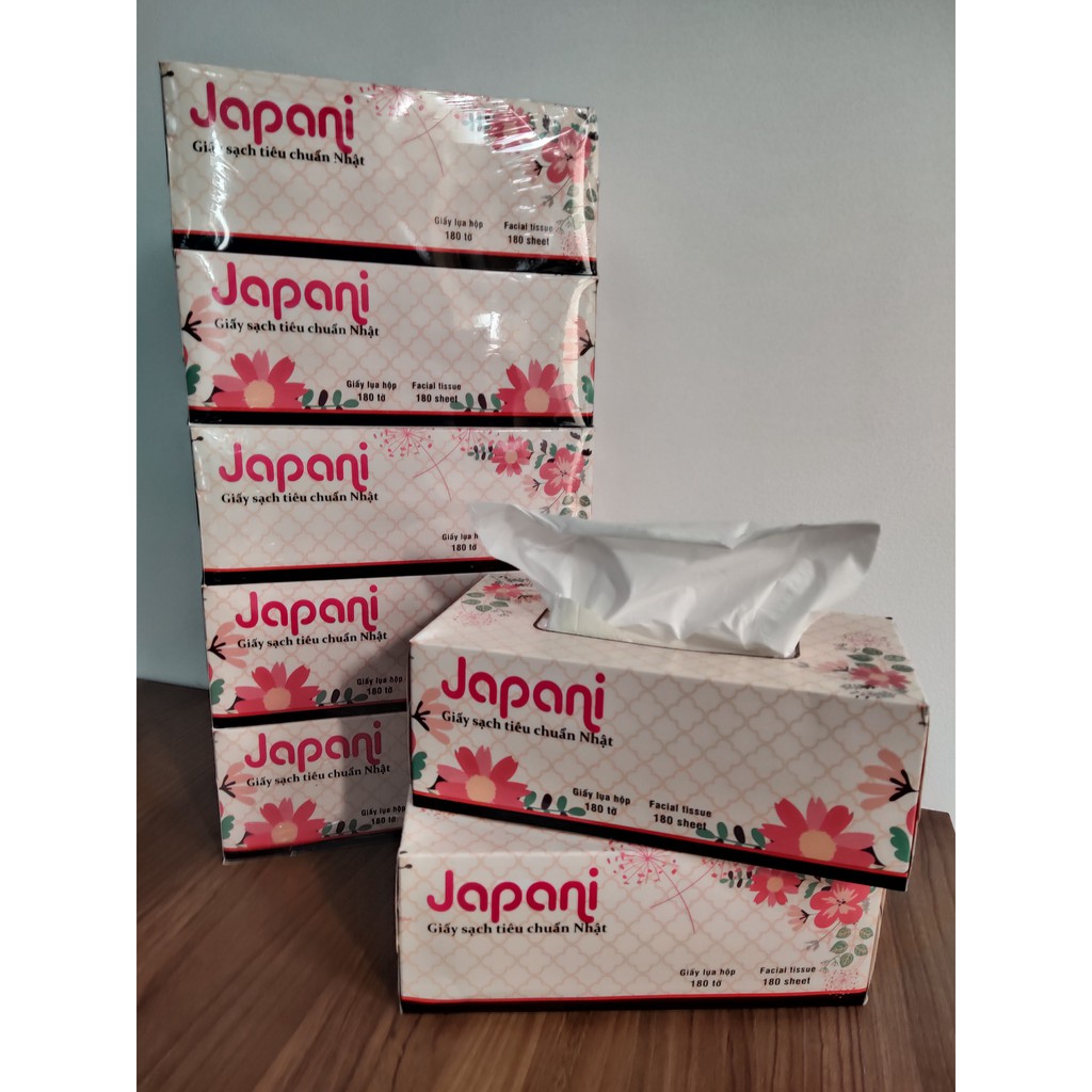 Hộp khăn giấy rút Japani JPS180 giấy lụa hai lớp - 180 tờ/ hộp