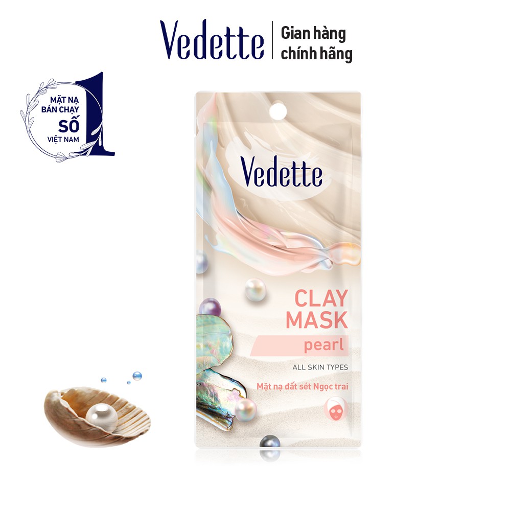 Mặt nạ đất sét sạch sâu dịu nhẹ Ngọc Trai Vedette Clay Mask Pearl 12g (Gói)