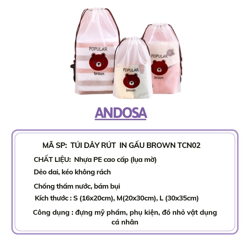 Túi dây rút đựng đồ mỹ phẩm trang điểm giầy dép quần áo cá nhân chống nước ANDOSA TCN02