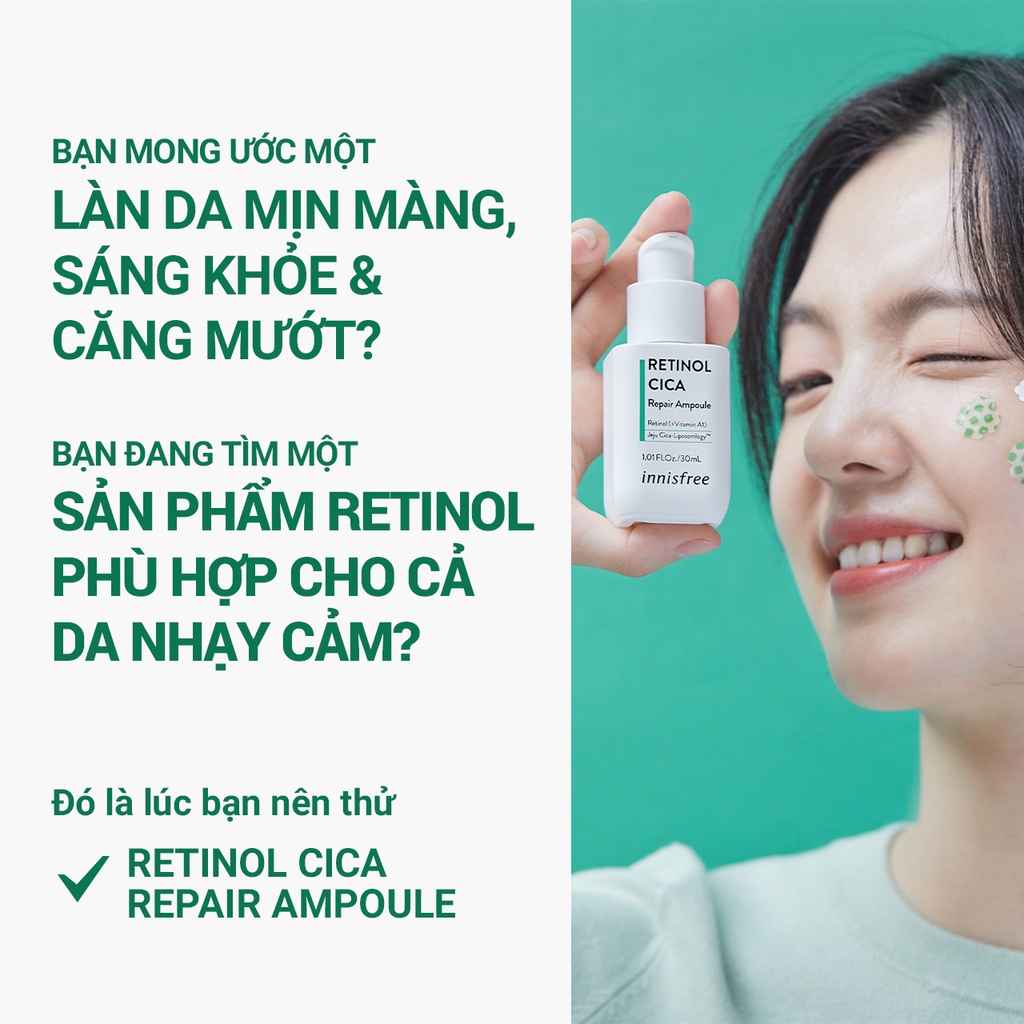 Tinh chất làm dịu và phục hồi da innisfree Retinol Cica Repair Ampoule 30ml