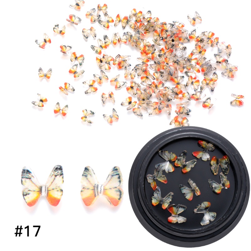 Hộp 10 Miếng Dán Trang Trí Móng Tay Hình Bướm 3D Nhiều Màu
