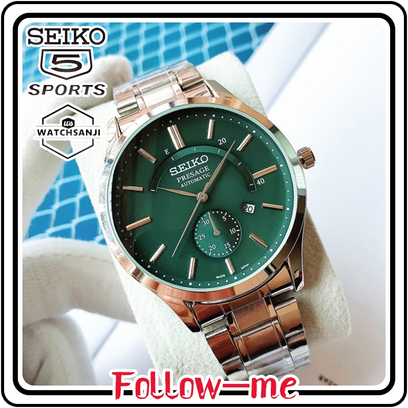 Đồng Hồ Đeo Tay Seiko 5 21 Mặt Có Lịch Chất Liệu Thép Không Gỉ Chống Thấm Nước Màu Xanh Lá Sang Trọng Cho Nam