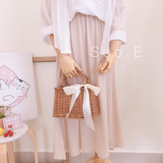 Chân váy dài vintage (Trắng, Kem, Xanh lá pastel, xanh ngọc pastel