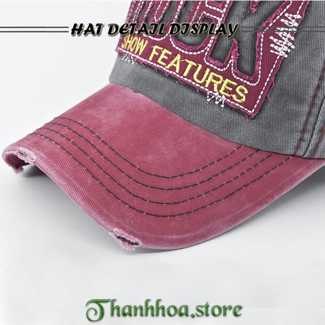 Mũ lưỡi trai nam nữ đẹp cao cấp rách cá tính nón kết đen