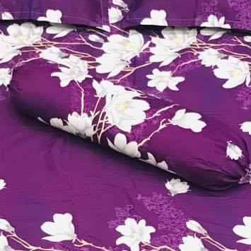 Vỏ gối ôm cotton poly 35x100cm có dây rút-lan tím