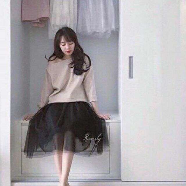 Chân váy lưới công chúa tutu dài qua gối. 🍎