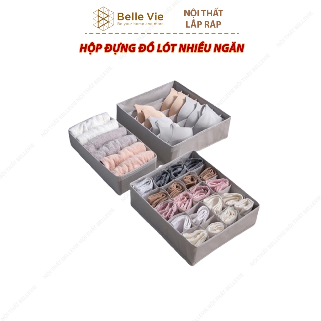 Hộp Đựng Đồ Lót BELLEVIE Hộp Đựng Đồ Nhiều Ngăn Đựng Tất Vớ, Đựng Đồ Đa Năng Gấp Gọn Tiện Lợi