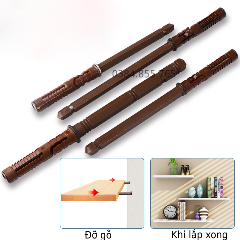 Chốt Âm Kệ Treo Tường, Vít Nở Nhựa Đỡ Kệ Gỗ Âm Tường, Tắc Kê Nở Đóng M10, Chốt Đợt - BLUKA