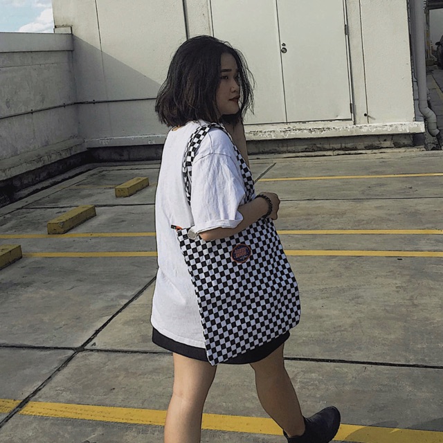 CHECKERBOARD TOTEBAG