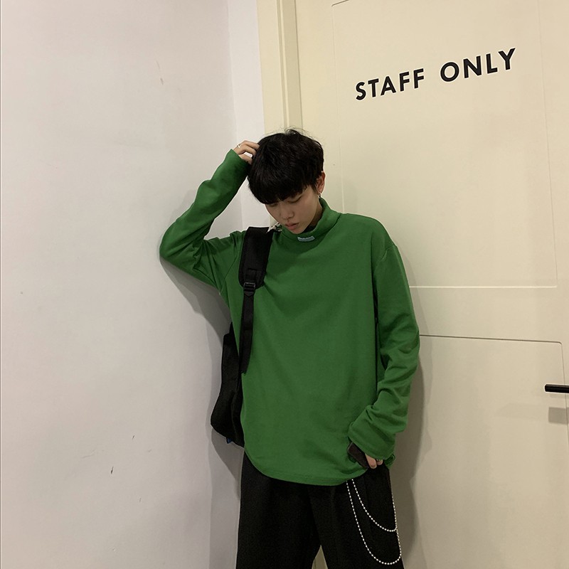 Áo Thun Cotton Tay Dài Cổ Tròn Màu Trơn Phong Cách Nhật Bản Cho Nam Màu Sắc | BigBuy360 - bigbuy360.vn