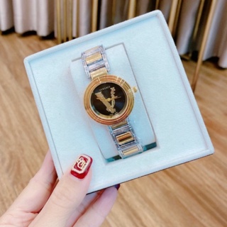 Đồng hồ nữ đẹp versace đeo tay thời trang chống nước dây thép không gỉ viền kim loại cao cấp