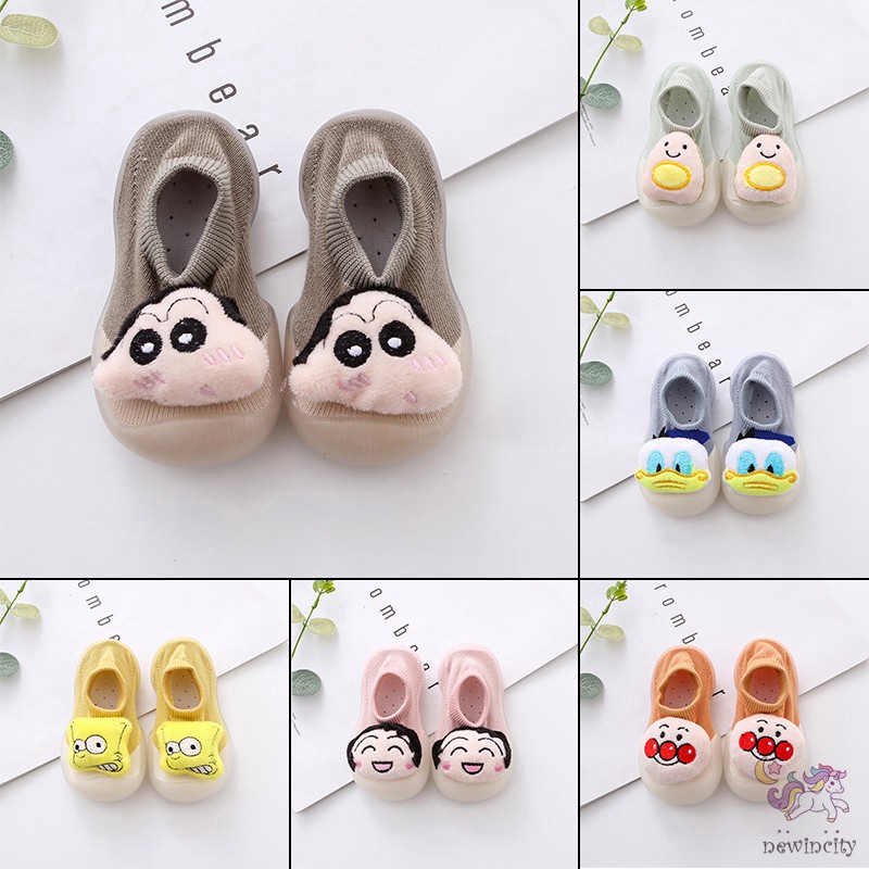 Giày Đế Mềm Chống Trượt Thiết Kế Kiểu Hoạt Hình Dễ Thương Dành Cho Bé Trai Bé Gái Tuổi Tập Đi
