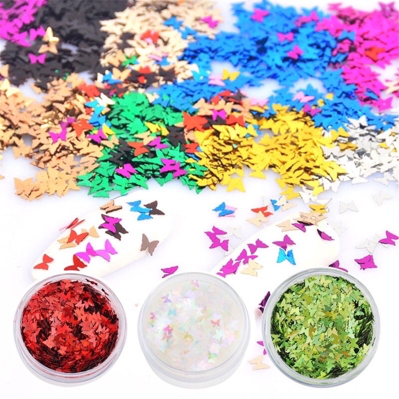 Nhũ bướm ẩn trang trí nail set 6 màu