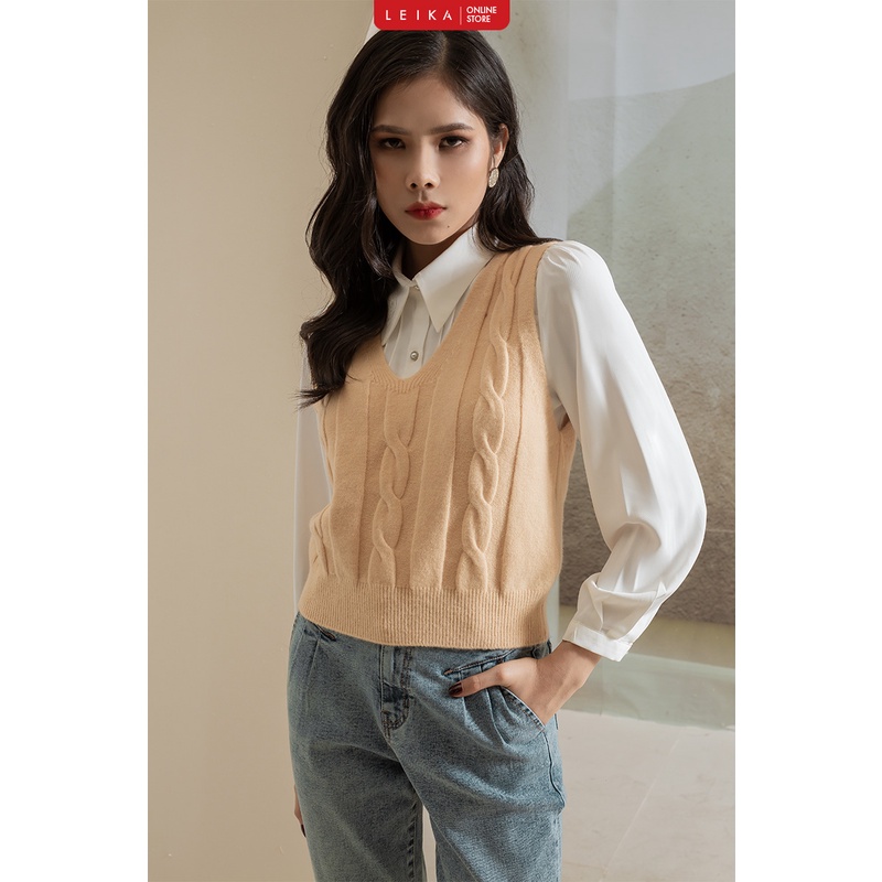 [Mã AFF22MALL30K giảm 30k đơn 99k] Áo len gile nữ xanh, vàng, be LEIKA | BigBuy360 - bigbuy360.vn