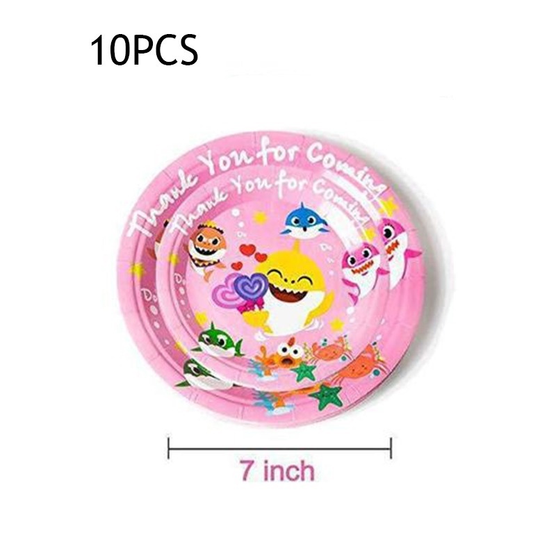 Cốc Giấy Dùng Một Lần Chủ Đề Cá Mập Màu Hồng Trang Trí Tiệc Sinh Nhật Trẻ Em Mới