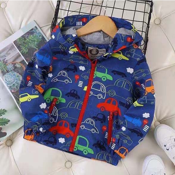 Áo Khoác Dù Có Nón - Áo Gió 2 Lớp Bé Trai Xe Ôto Chống Thấm Nước Hàng Loại 1