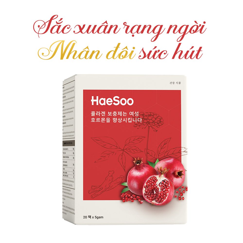 Collagen Hồng Sâm Lựu Đỏ Trẻ Hóa Da - Haesoo Chính Hãng Mua 3 Tặng 1